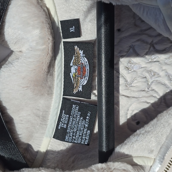Harley Davidson NWT off-white vest with fur linning wm XL - Picture 2 of 8